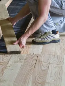 Finished timber flooring, close-up