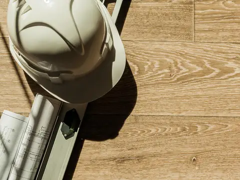 Tradesperson on a flooring installation site